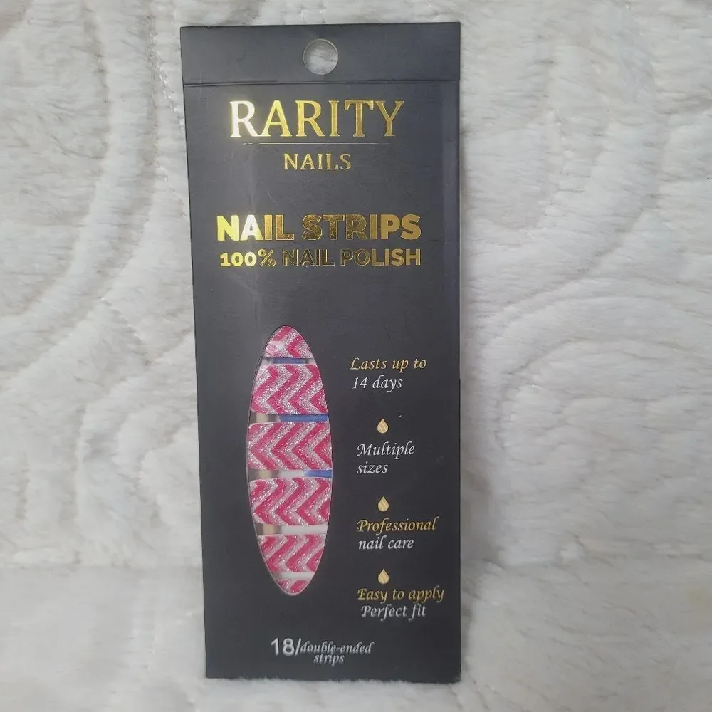 Rarity Nails Chevron Glam Nail Strips 18 Double Ended Strips Glitter Barbie New